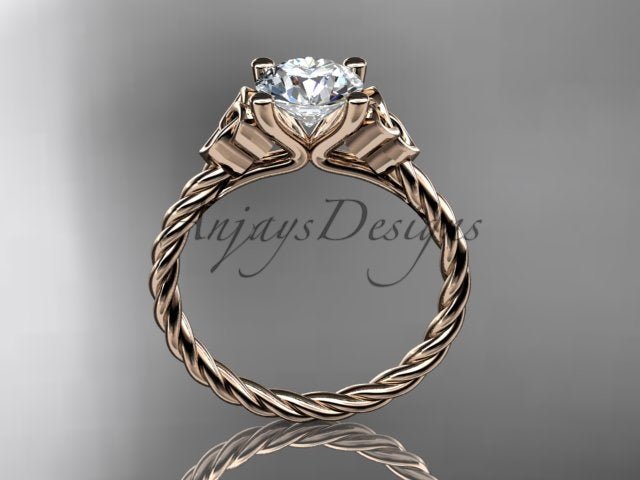 Celtic Engagement Ring Twisted Rope Ring 1 Carat Lab Grown Diamond Solitaire Braided Wedding Dainty Ring - AnjaysDesigns