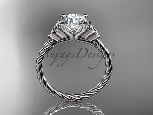 Celtic Engagement Ring Twisted Rope Ring 1 Carat Lab Grown Diamond Solitaire Braided Wedding Dainty Ring