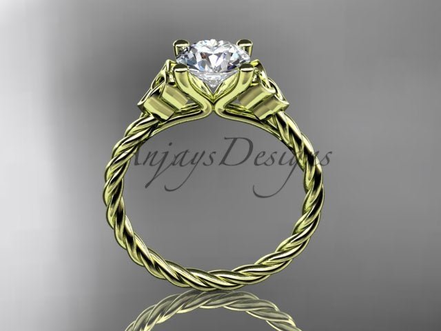 Celtic Engagement Ring Twisted Rope Ring 1 Carat Lab Grown Diamond Solitaire Braided Wedding Dainty Ring - AnjaysDesigns