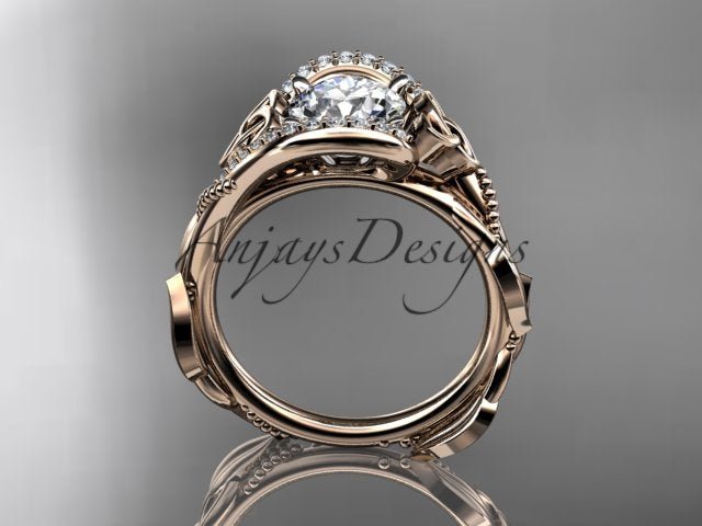 1 CT Round Cut Lab Grown Diamond Celtic Ring VS1 D CVD Nature Inspired Ring Unique IGI Certified Proposal Ring - AnjaysDesigns