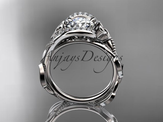 1 CT Round Cut Lab Grown Diamond Celtic Ring VS1 D CVD Nature Inspired Ring Unique IGI Certified Proposal Ring