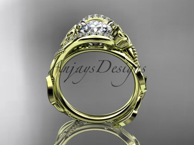 1 CT Round Cut Lab Grown Diamond Celtic Ring VS1 D CVD Nature Inspired Ring Unique IGI Certified Proposal Ring