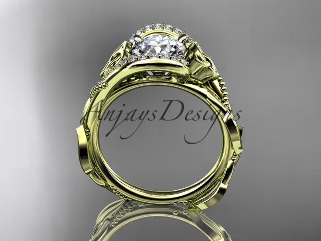 1 CT Round Cut Lab Grown Diamond Celtic Ring VS1 D CVD Nature Inspired Ring Unique IGI Certified Proposal Ring - AnjaysDesigns
