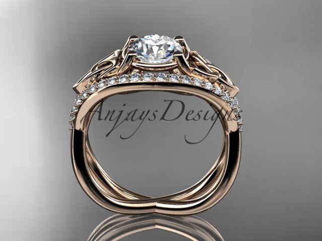 Celtic Knot Engagement Ring 1 Carat Lab Grown Round Diamond Unique Irish Diamond Wedding Ring - AnjaysDesigns