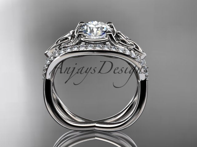 Celtic Knot Engagement Ring 1 Carat Lab Grown Round Diamond Unique Irish Diamond Wedding Ring - AnjaysDesigns
