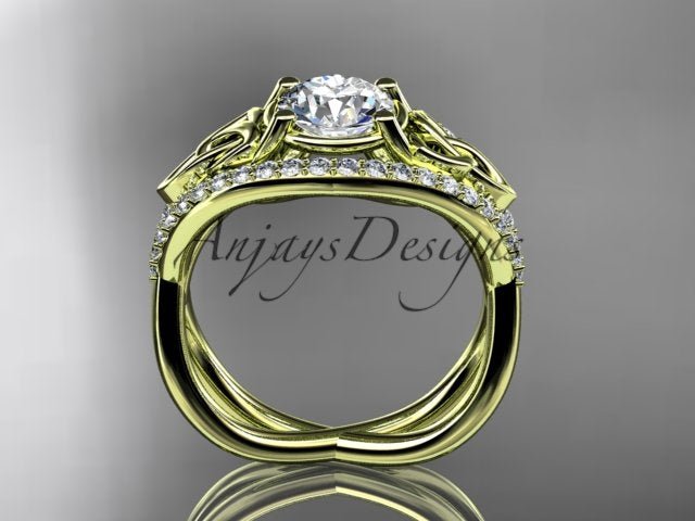 Celtic Knot Engagement Ring 1 Carat Lab Grown Round Diamond Unique Irish Diamond Wedding Ring - AnjaysDesigns