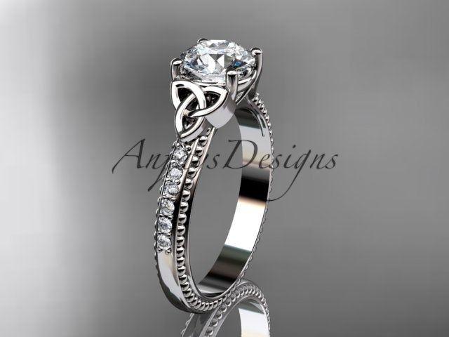 1 Carat D VS1 Round Brilliant Cut Lab Grown Diamond Celtic Engagement Ring Trinity Knot CVD Lab Created