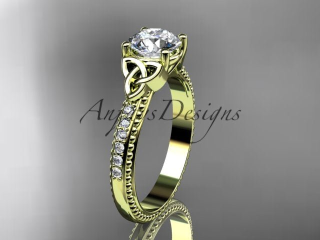 1 Carat D VS1 Round Brilliant Cut Lab Grown Diamond Celtic Engagement Ring Trinity Knot CVD Lab Created