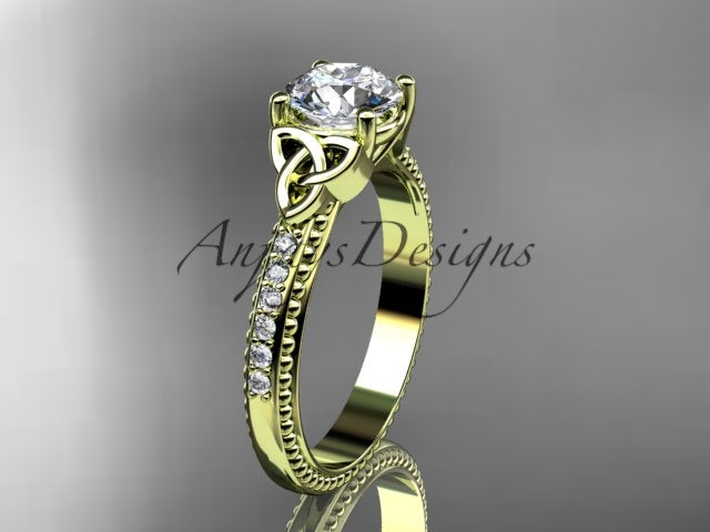 1 Carat D VS1 Round Brilliant Cut Lab Grown Diamond Celtic Engagement Ring Trinity Knot CVD Lab Created