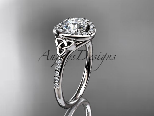 1 Carat Diamond Celtic Engagement Ring Lab Grown Diamond Halo Ring Trinity Knot Eternal Love Ring