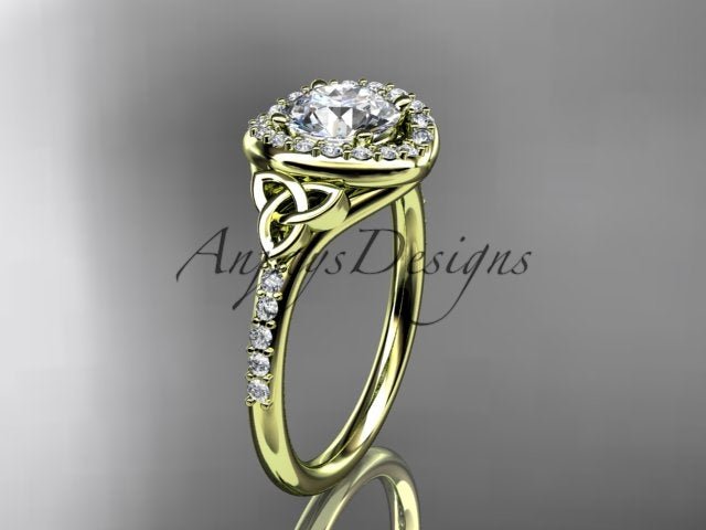 1 Carat Diamond Celtic Engagement Ring Lab Grown Diamond Halo Ring Trinity Knot Eternal Love Ring