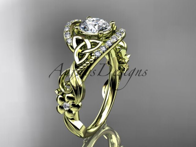 1 Carat Diamond Celtic Engagement Ring Trinity Knot Wedding Ring Nature Inspired IGI Certified