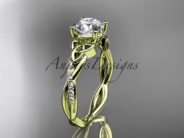 1 Carat Lab Grown Diamond Engagement Ring Celtic Round Brilliant CVD Diamond Triquetra Ring
