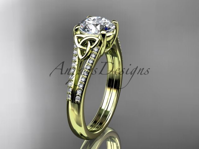 1 Carat Lab Grown Diamond Engagement Ring Celtic Round Brilliant Diamond Ring Celtic Knot Ring