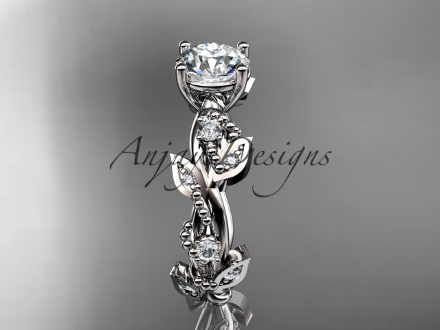 1 carat round brilliant lab grown diamond engagement ring in 14k white gold