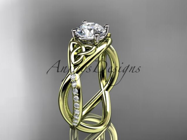 1 Carat Round Brilliant Lab Grown Diamond Celtic Trinity Knot Engagement Ring 4 Prong IGI Certified