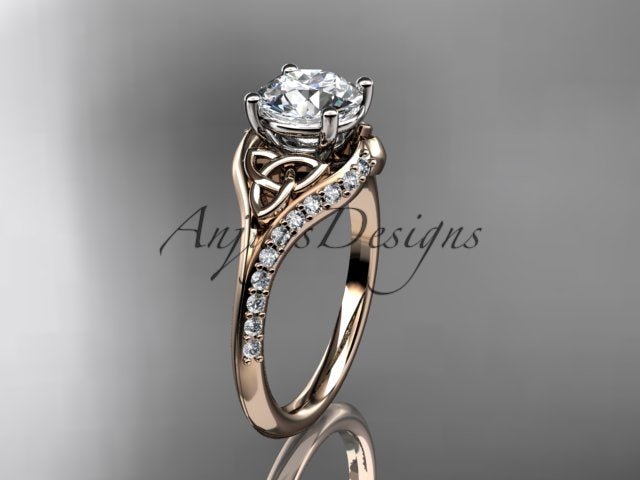 1 Carat Round Brilliant Lab Grown Diamond Celtic Engagement Ring Trinity Knot Symbol Ring