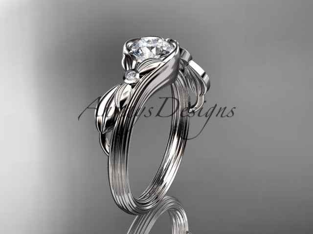 1 Carat Round Brilliant Lab Grown Diamond Nature Inspired Engagement Ring Leaf CVD Diamond Ring IGI Certified