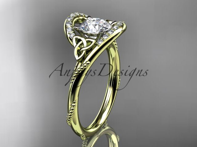 1 Carat Round Cut D VS1 Lab Grown Diamond Celtic Engagement Ring Trinity Knot Proposal Ring Dainty Ring