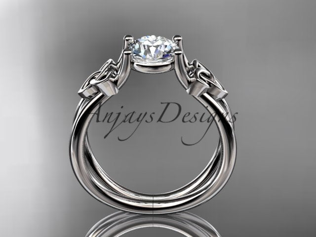 Celtic Diamond Engagement Ring 1 Carat Round Cut D VS1 Engagement Ring Minimalist Ring
