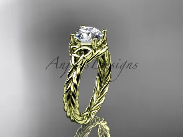 1 Carat Round Lab Grown Diamond Celtic Engagement Ring Rope Triquetra Braided Wedding Ring