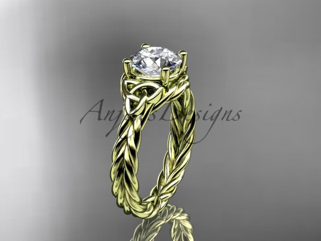 1 Carat Round Lab Grown Diamond Celtic Engagement Ring Rope Triquetra Braided Wedding Ring - 14k yellow gold