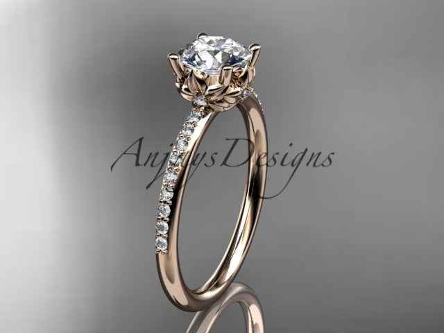 Dainty Flower Engagement Ring 1 Carat Round Lab Grown Diamond Nature Inspired Wedding Ring Minimalist Ring