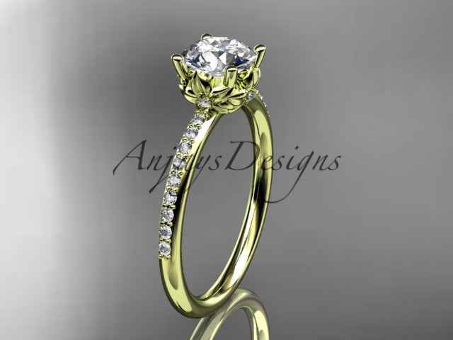 Dainty Flower Engagement Ring 1 Carat Round Lab Grown Diamond Nature Inspired Wedding Ring