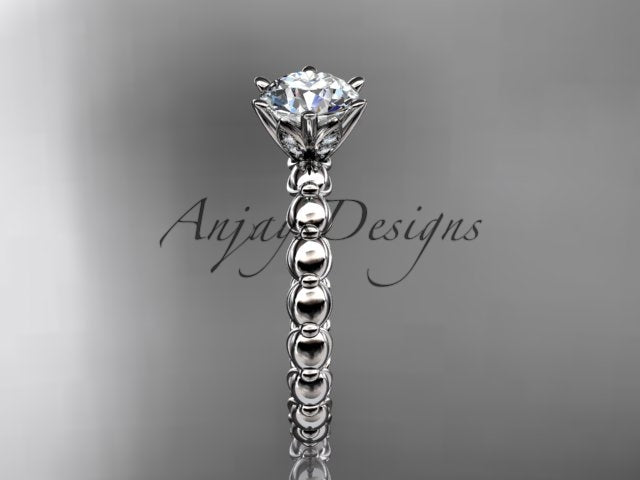 Dainty Minimalist 1 Carat IGI Certified Round Cut Lab Grown Diamond Engagement Ring Petite Band Nature Inspired