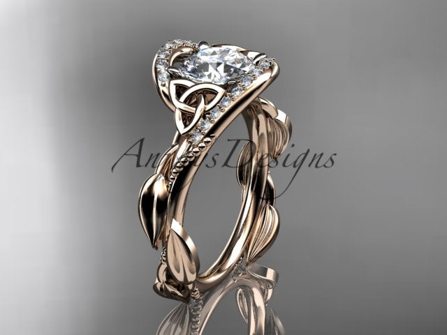1 CT Round Cut Lab Grown Diamond Celtic Ring VS1 D CVD Nature Inspired Ring Unique IGI Certified Proposal Ring
