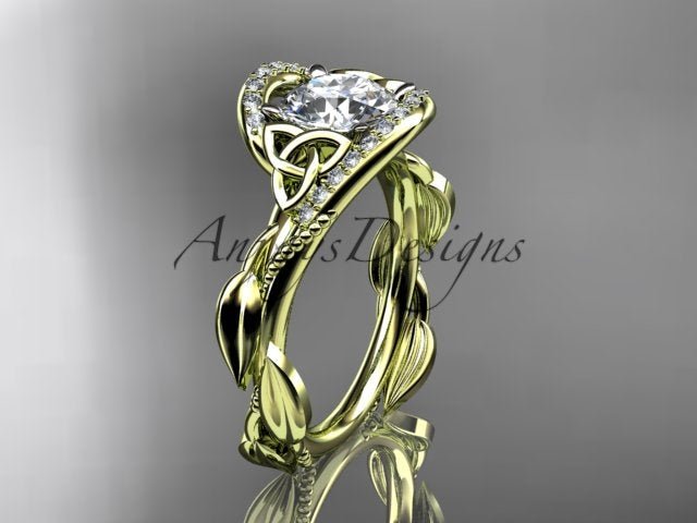 1 CT Round Cut Lab Grown Diamond Celtic Ring VS1 D CVD Nature Inspired Ring