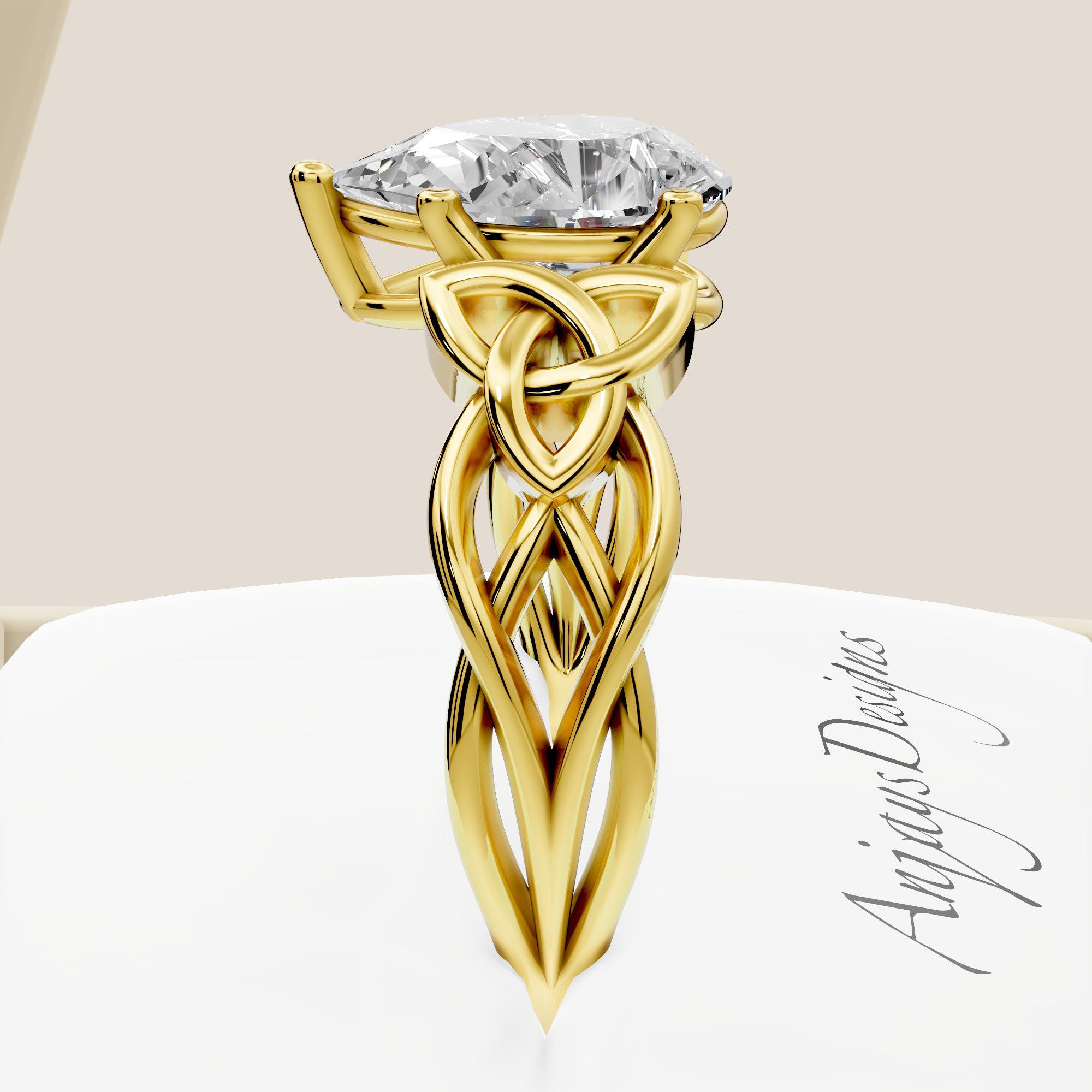 Celtic Engagement Ring 2 Carat Pear Cut Lab Grown Diamond Solitaire Ring