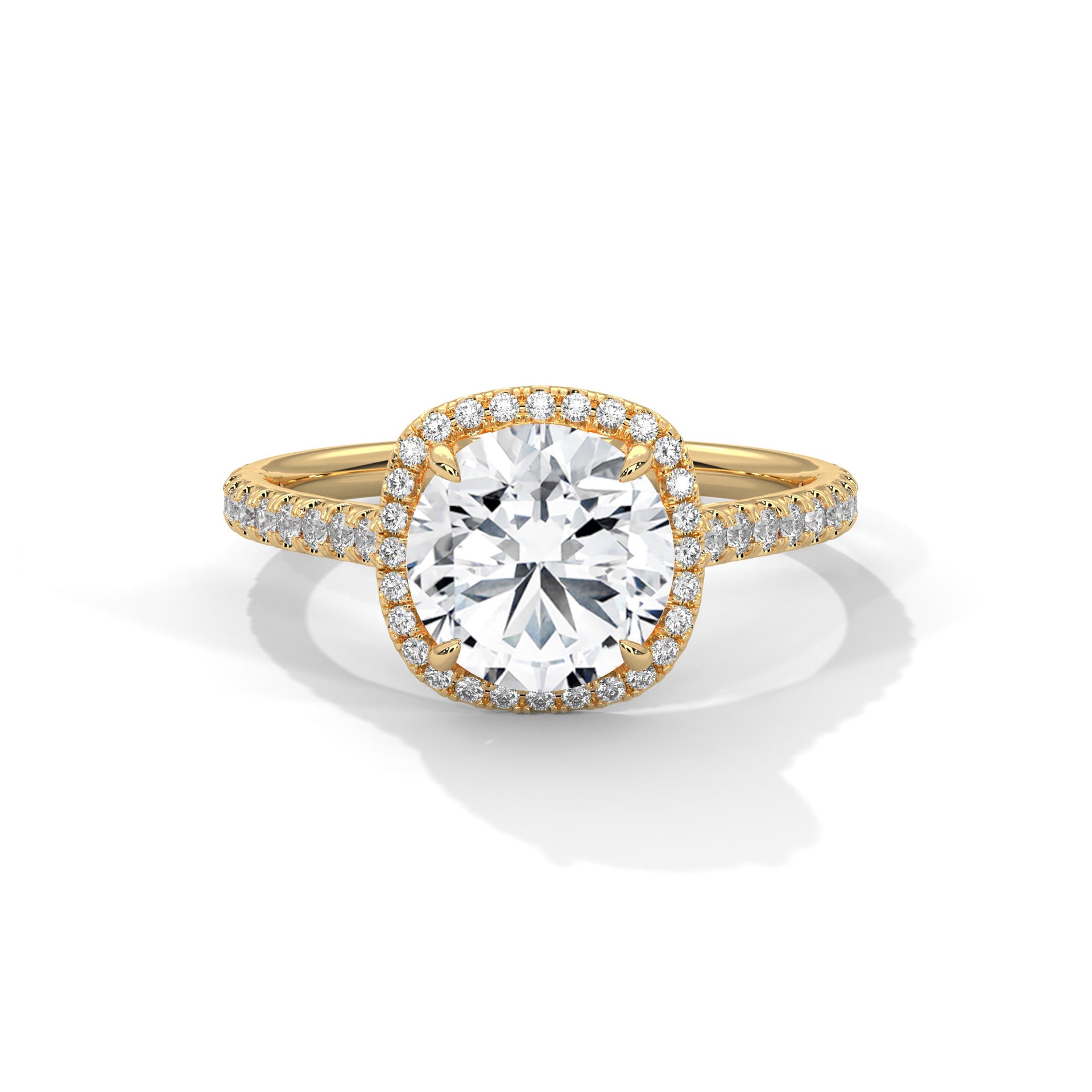 2 Carat Round Cut Lab Grown Diamond Halo Engagement Ring 4 Prong Eagle Claw Ring