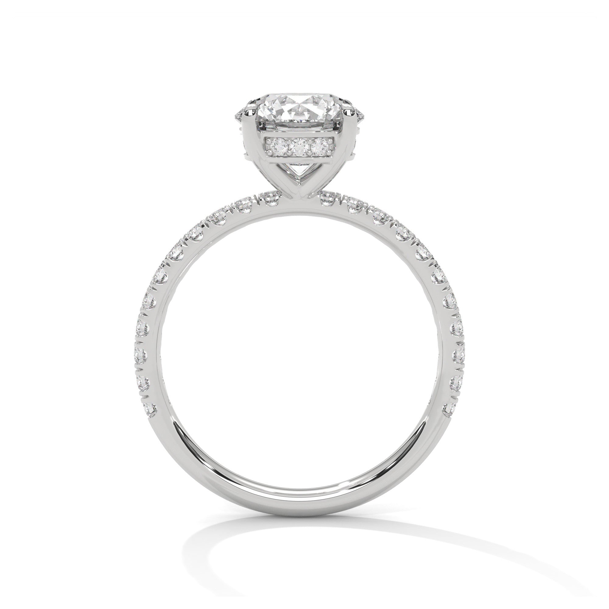 2 Carat Round Cut Lab Grown Diamond Hidden Halo Engagement Ring
