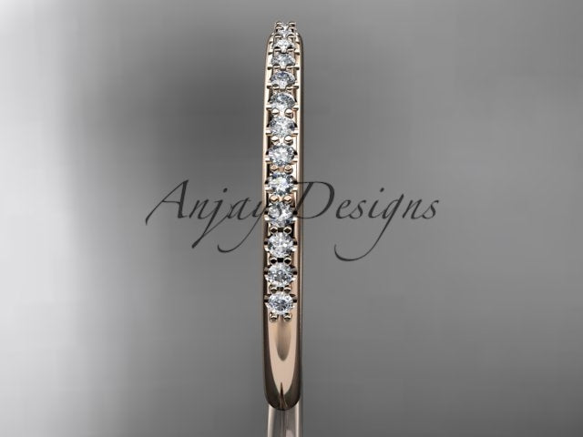 Half Diamond Stacking Eternity Ring 14k Solid Gold 2mm Thin Women's Wedding Band Minimalist Jewelry Anniversary Gift For Her