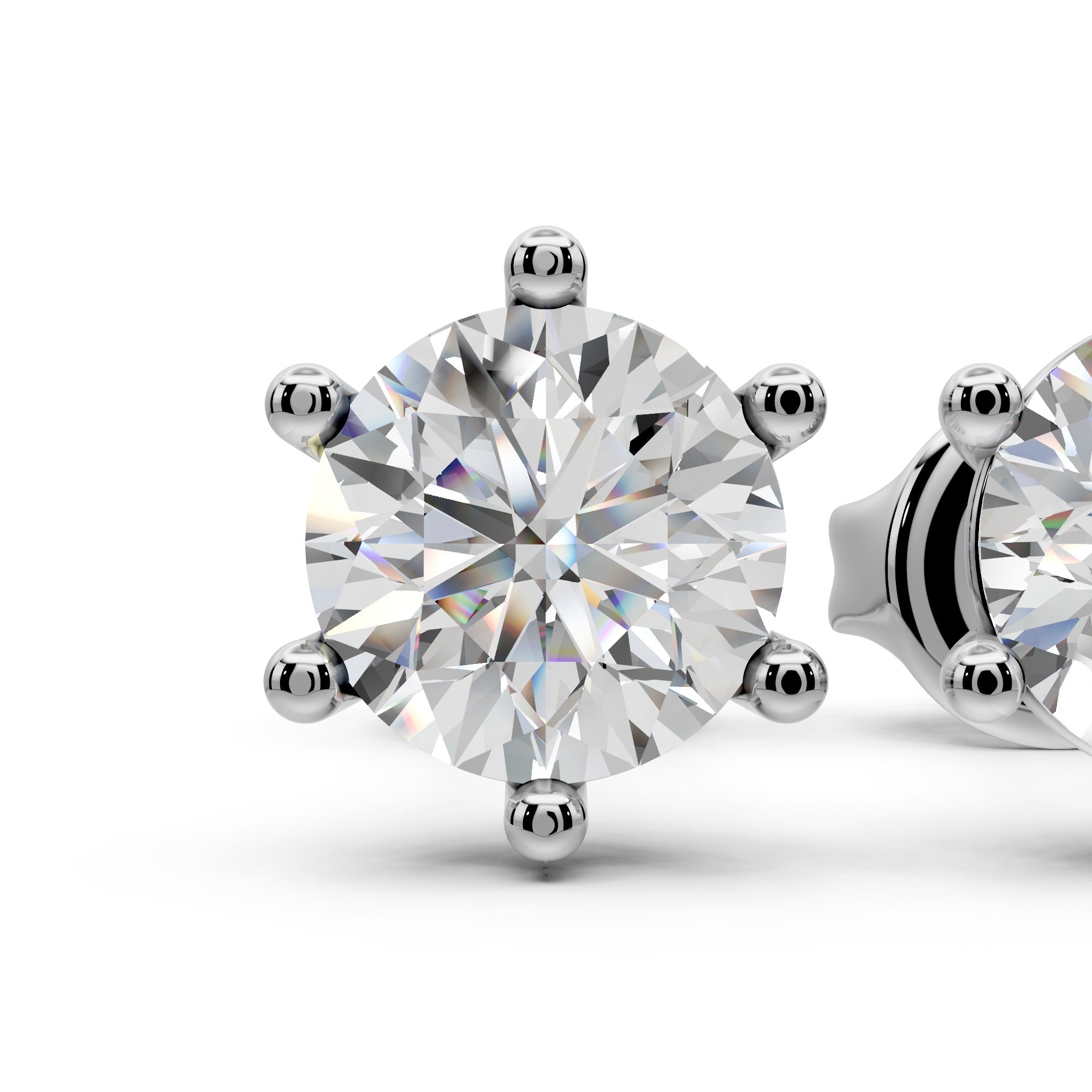 Lab Grown Diamond Stud Earrings 14k Solid Gold 6 Prong Diamond Earrings Women VS1 Clarity IGI Certified