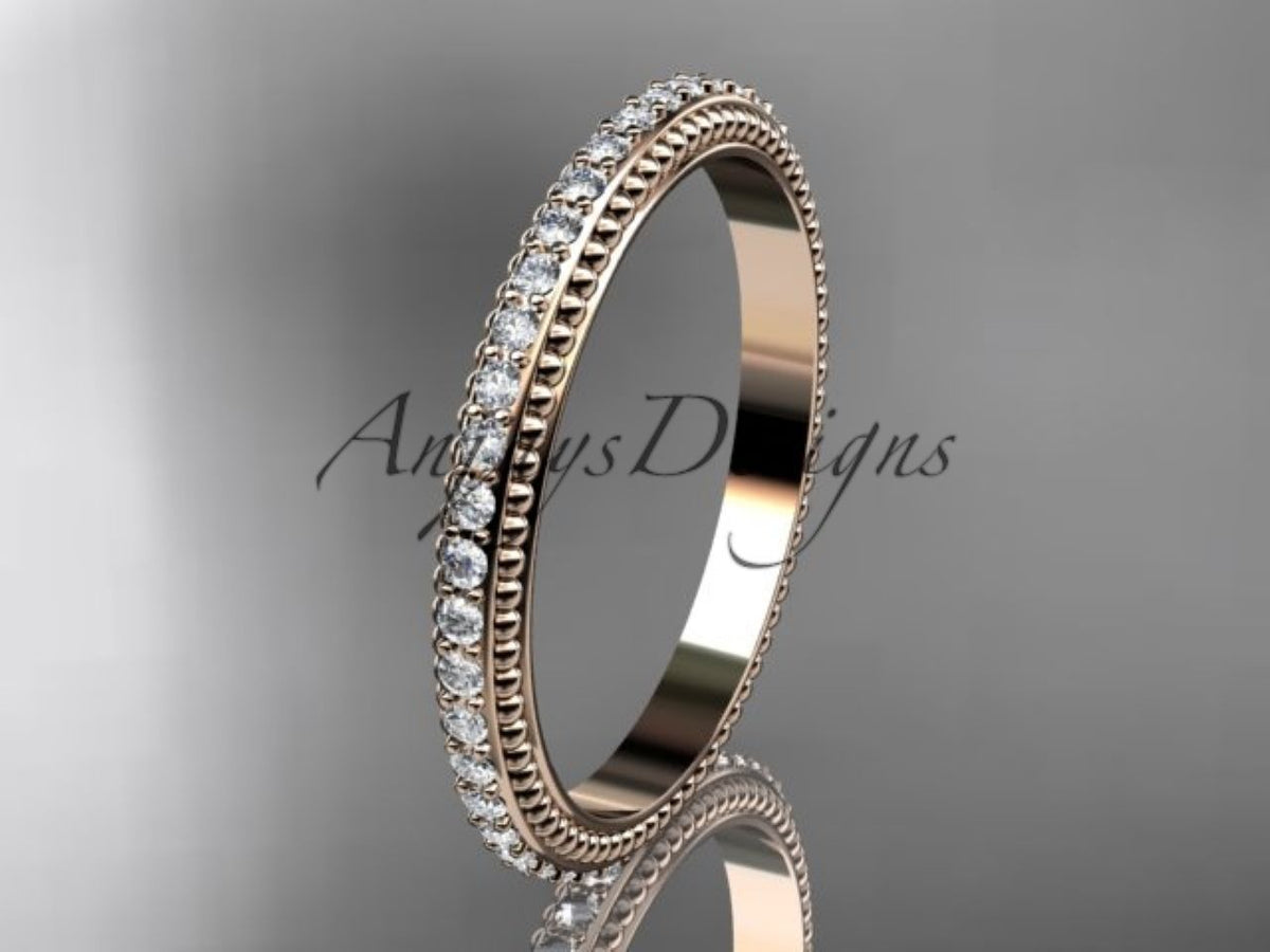 14K rose gold diamond wedding band ADER86B