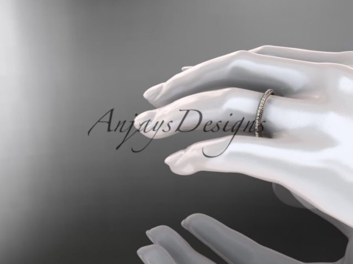 Side profile of the rose gold diamond band