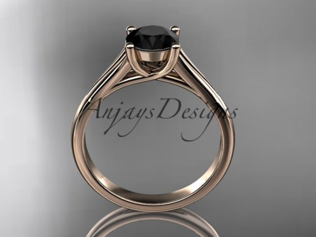 ADER109 yellow gold black diamond ring product detail