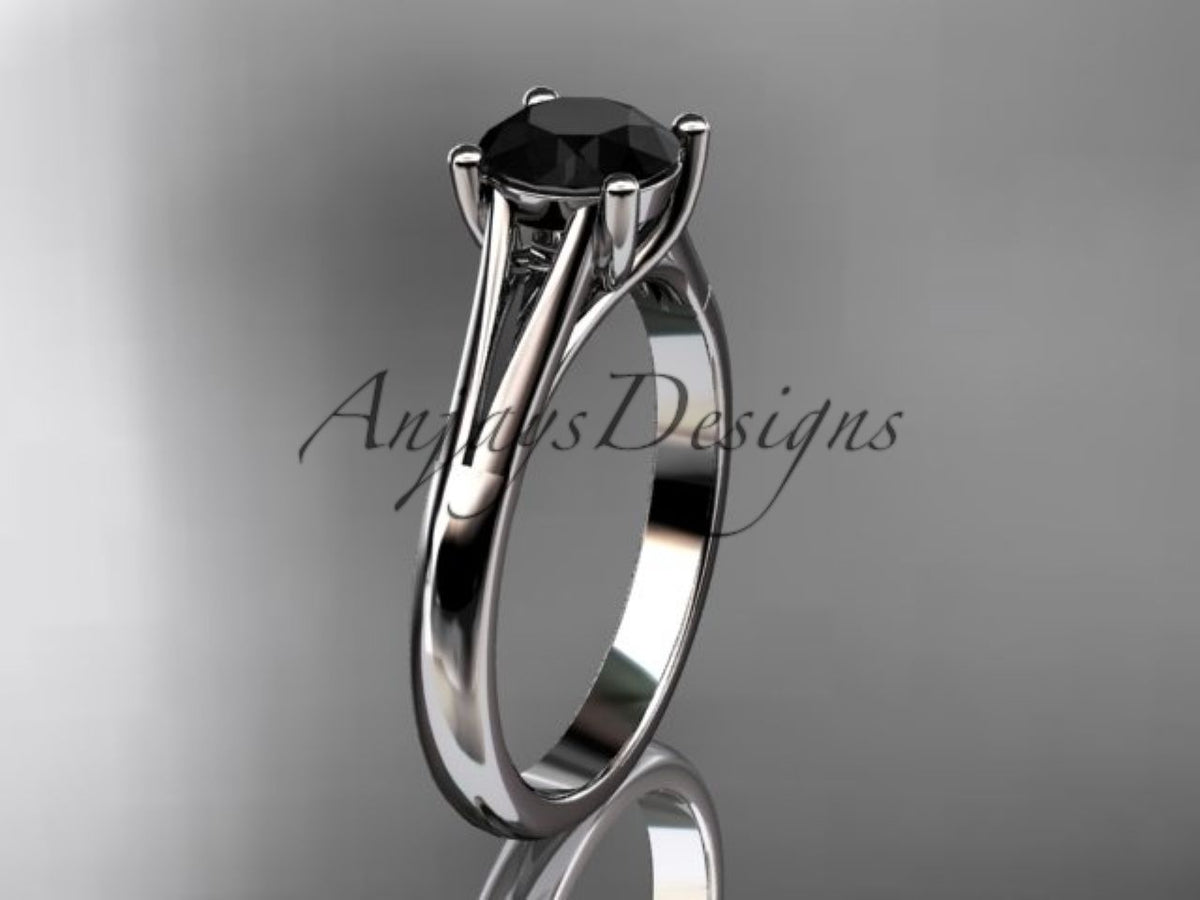 1.10-carat round black diamond solitaire in yellow gold