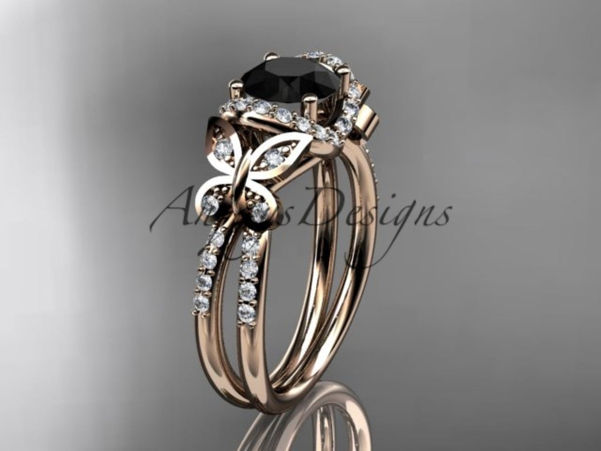 Side profile of the white gold black diamond ring