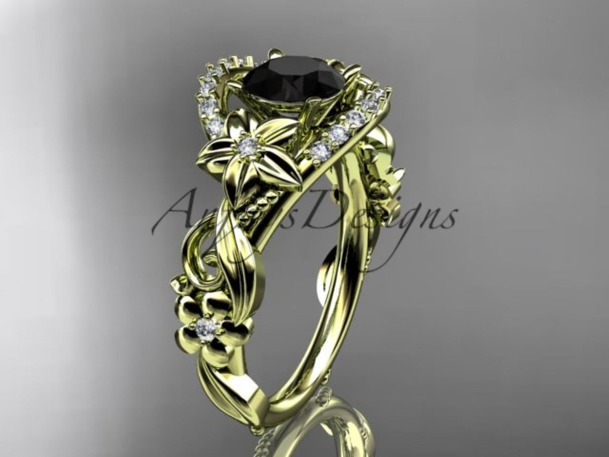 1-carat black diamond in a 14K rose gold engagement ring