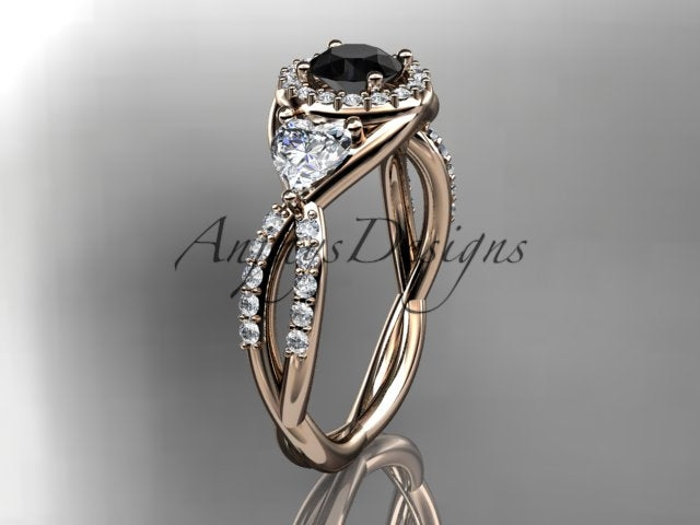 1-carat black diamond in a rose gold engagement ring
