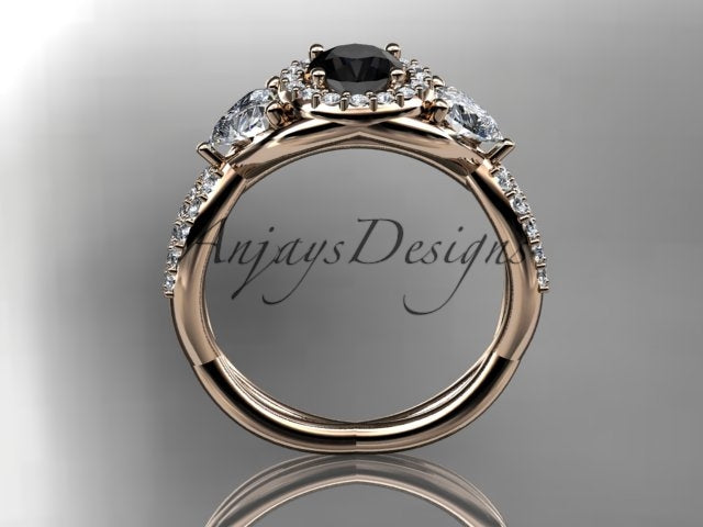 Intertwined rose gold band with heart-shaped accent stones