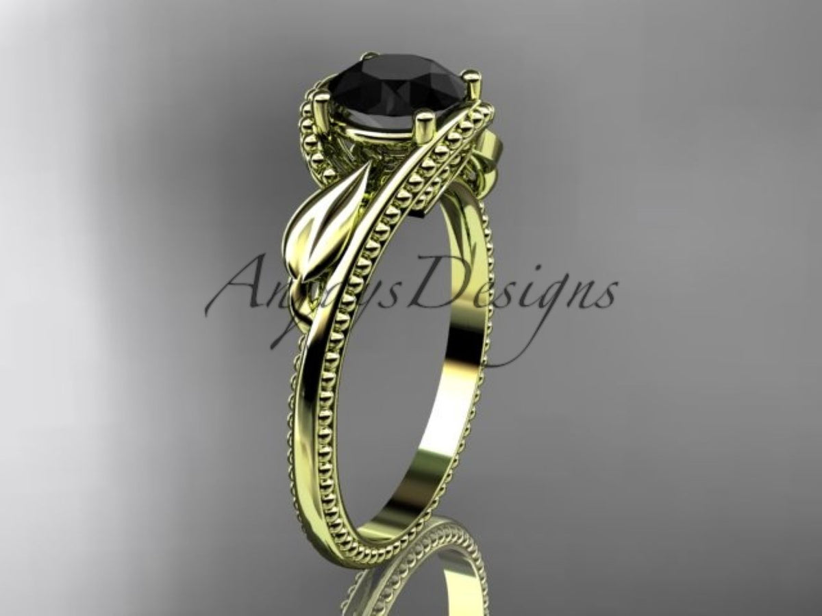 1.0-carat black diamond in a white gold solitaire-style setting