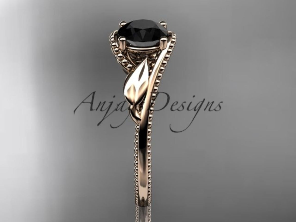 Vintage-inspired milgrain detail on a white gold engagement ring