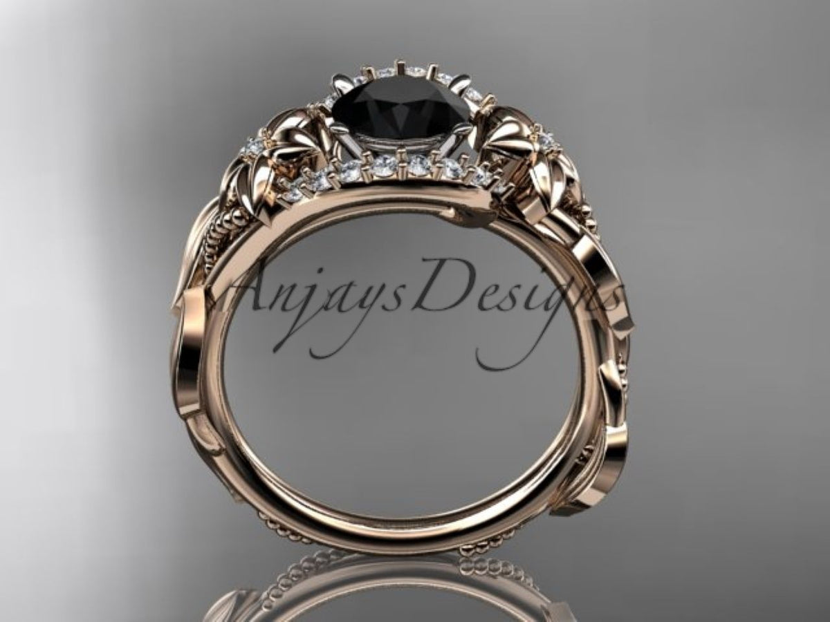 Side view of the ADLR326 botanical engagement ring