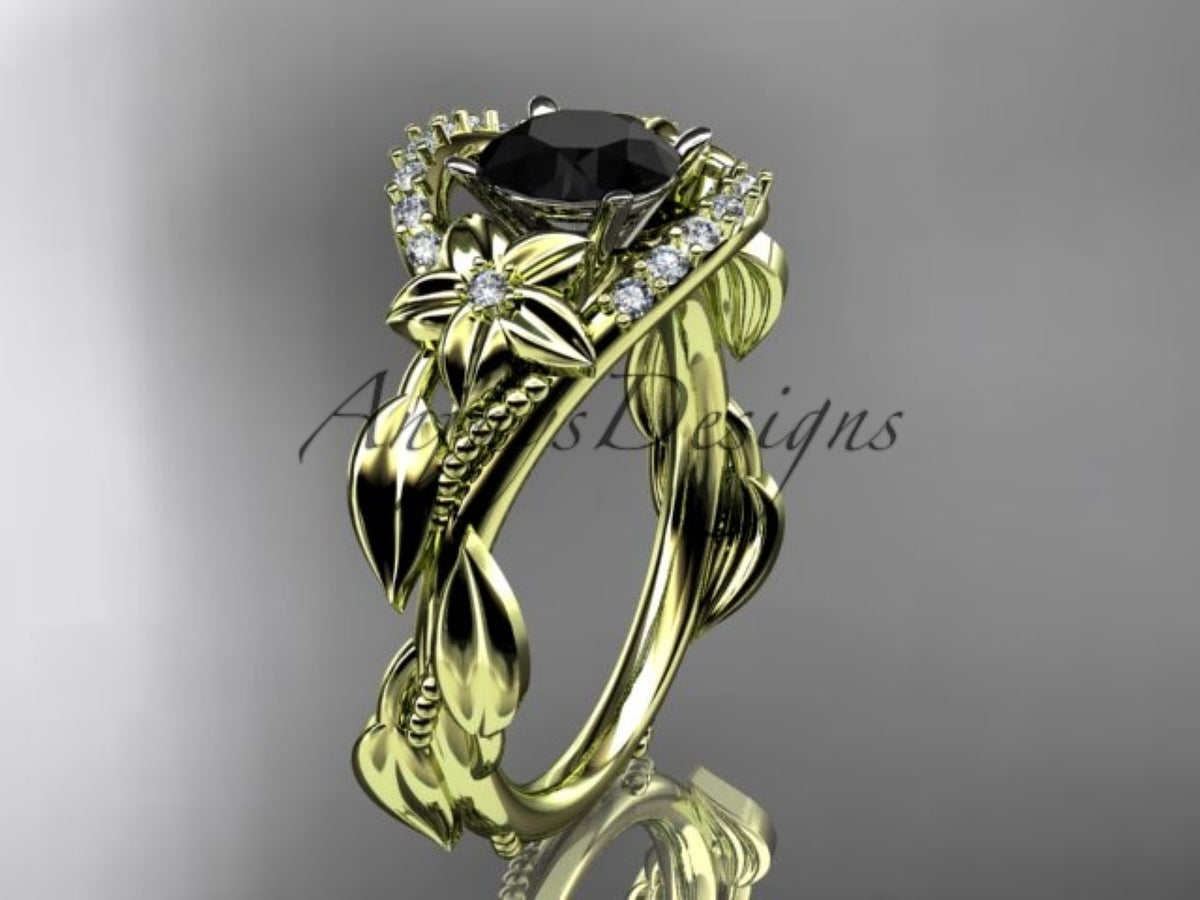 Side profile of the rose gold black diamond ring
