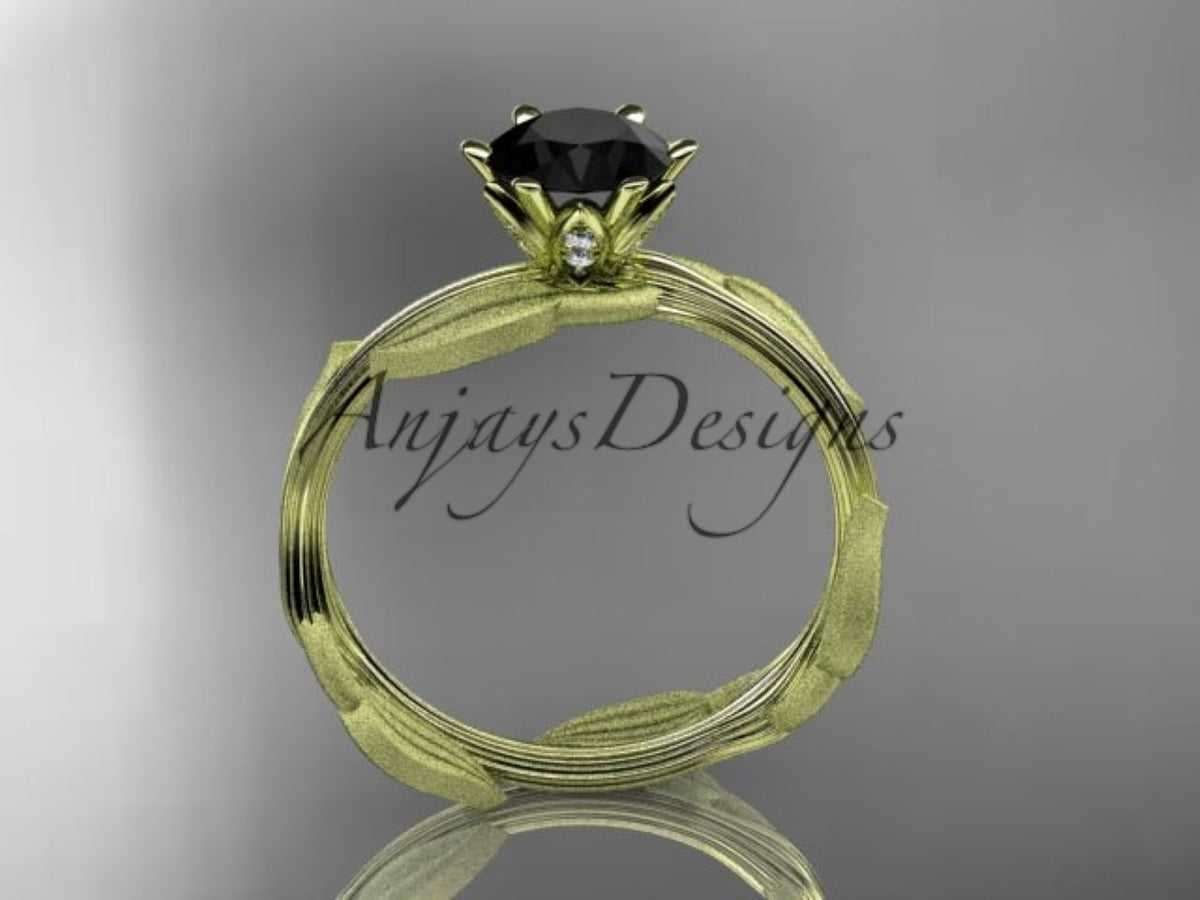 Side view of the ADLR343 leaf and vine engagement ring

