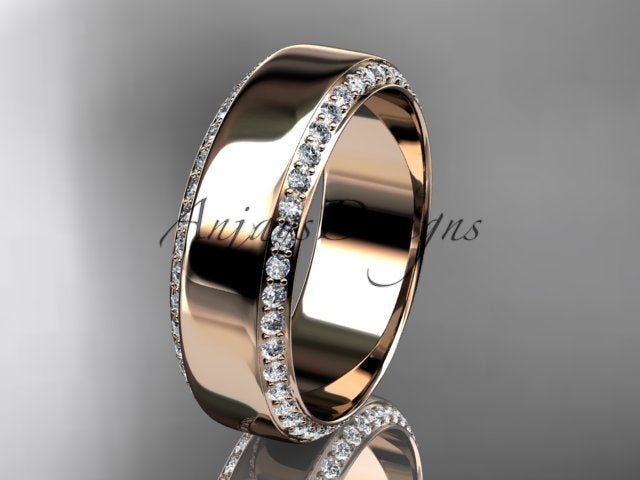 Close-up of diamonds set along the edge of the white gold ring